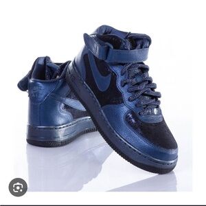 Women’s Nike AF1 Mid Premium Metallic Navy Shoes Size 7